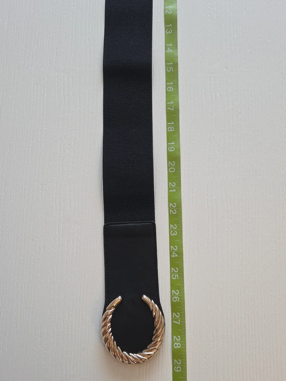 Stretchy Black Belt With Gold Buckle